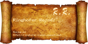 Ringhofer Rezső névjegykártya